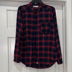 Hollister Plaid Button-Up Shirt - Red, Blue & Green 2010s